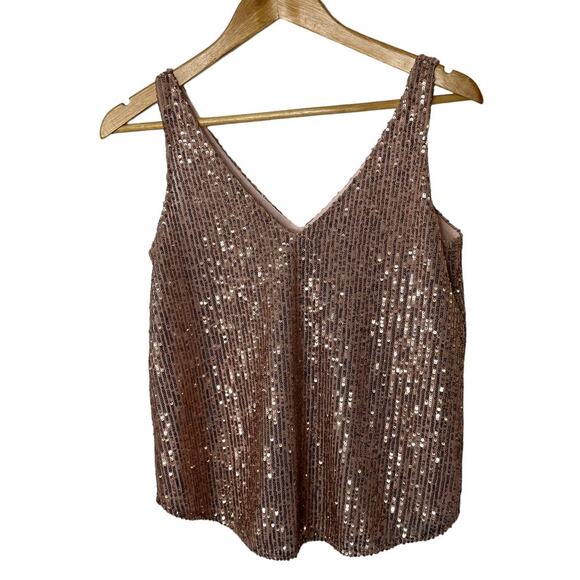 Loft Pink Sequin Sleeveless Tank Top Women's XXS NEW - Picture 3 of 7